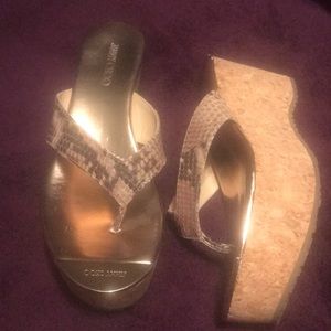 Jimmy Choo cork wedge Snake Skin Sandal 6.5